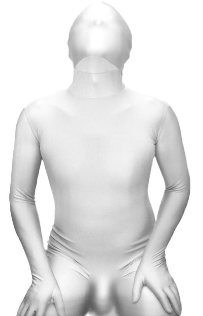 即購入OK。Lサイズ男性用凸仕様純白ゼンタイフルフェイスマスク全身タイツ