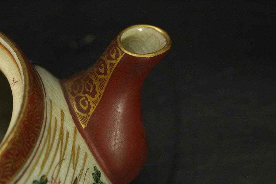 九谷 金彩色絵 庄三作 茶壷 煎茶(A374)