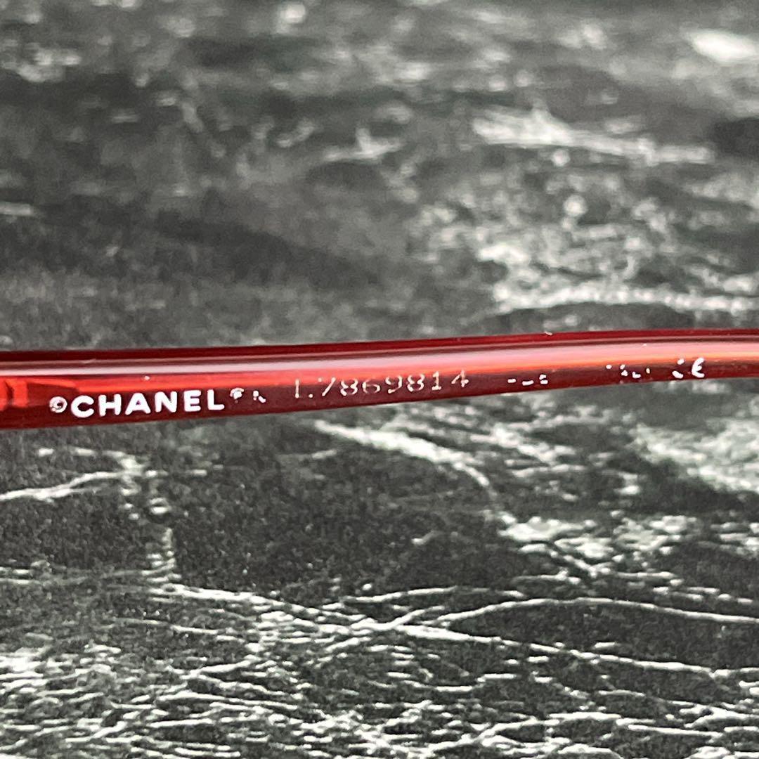 シャネル　サングラス　リムレス　ココマーク　赤　シルバー　カラーレンズ　y2k