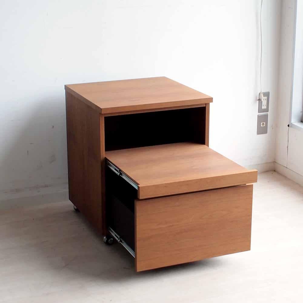 ウォールナット材 デスクワゴン 引出し キャビネット キャスター ZR24203