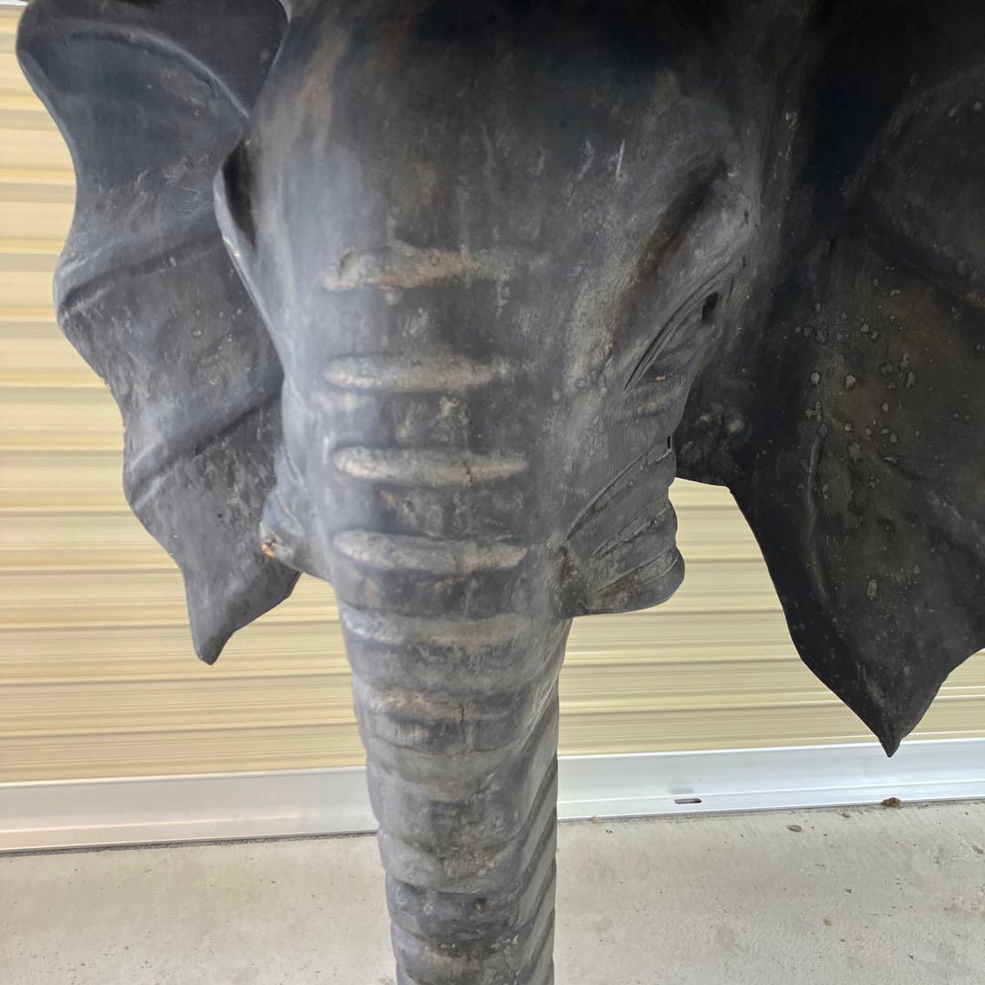 ヴィンテージ 象柄彫刻 木製カウンターテーブル コンソールテーブル 飾り棚