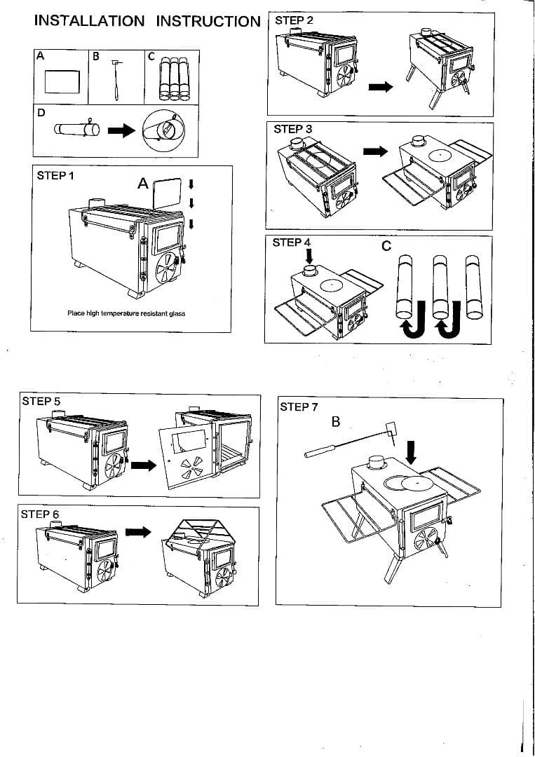 clubito 薪ストーブ 3面ガラスモデル 軽量304ステンレス製