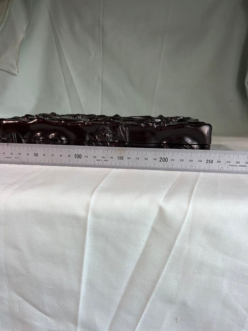 中国美術 ハイレリーフ 細密彫刻 紫檀 唐木 箱 香盒 文房品