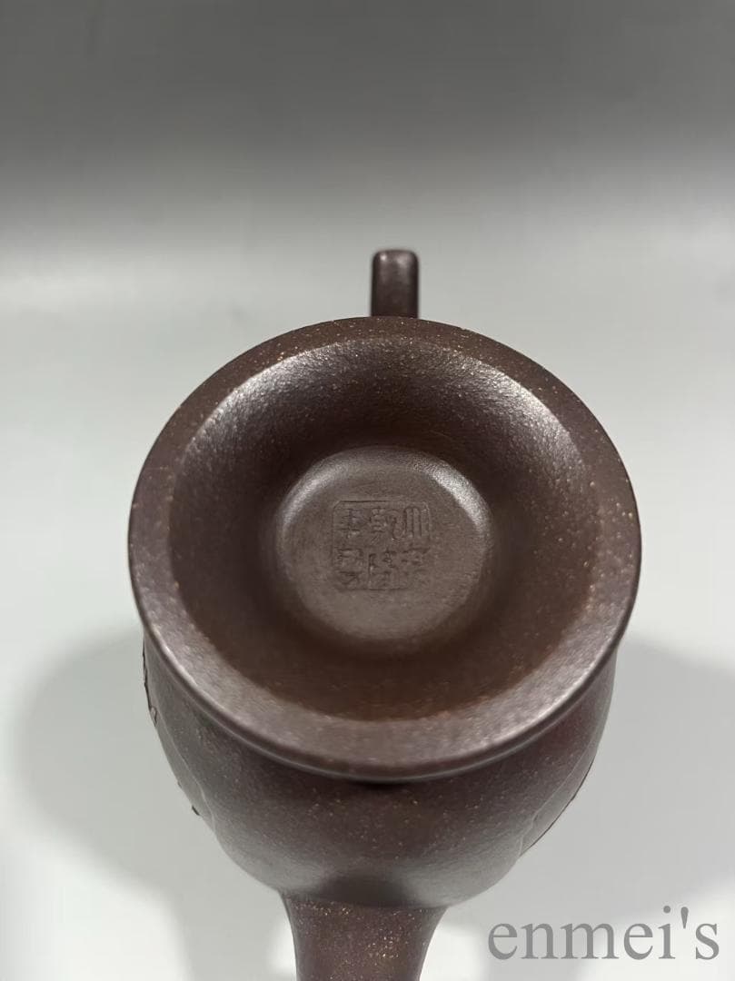 中国古美術 中国宜興 紫砂壺 賞杯壺 大清乾隆年制款 原鉱紫泥 急須 水差し