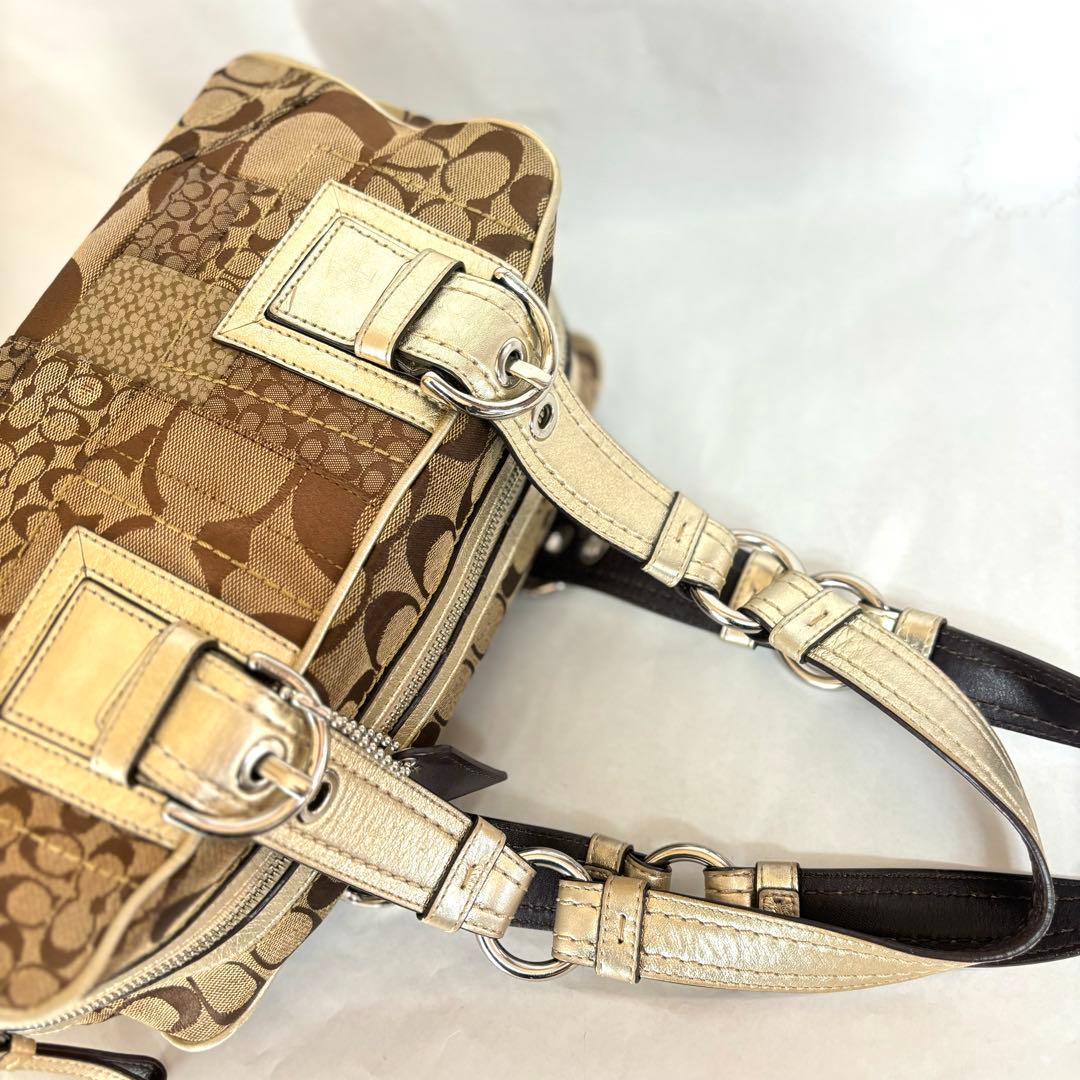 COACH シグネチャー　パッチワーク　ボストンバッグ　Y2K