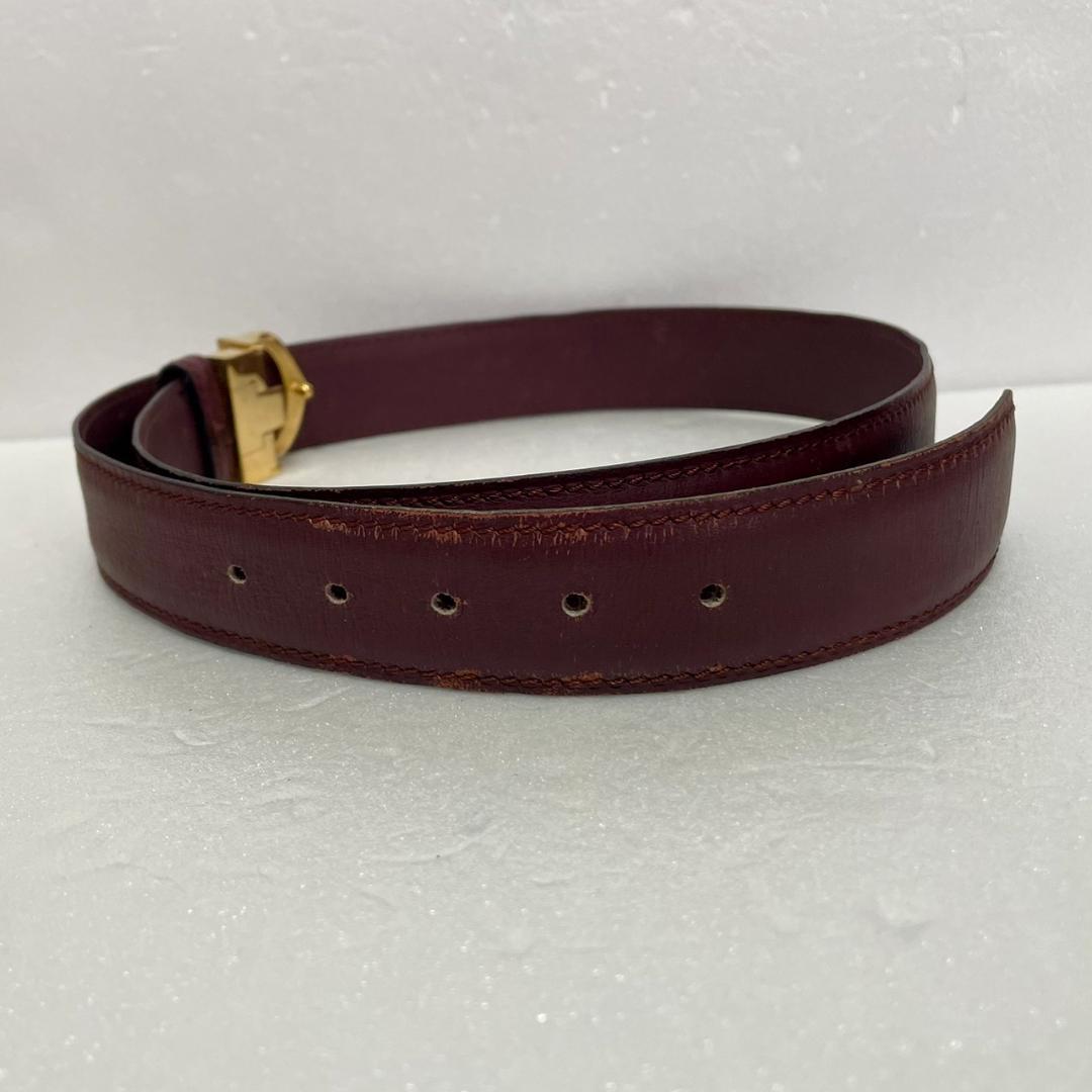 Cartier カルティエ レザーベルト ボルドー×ゴールドバックル