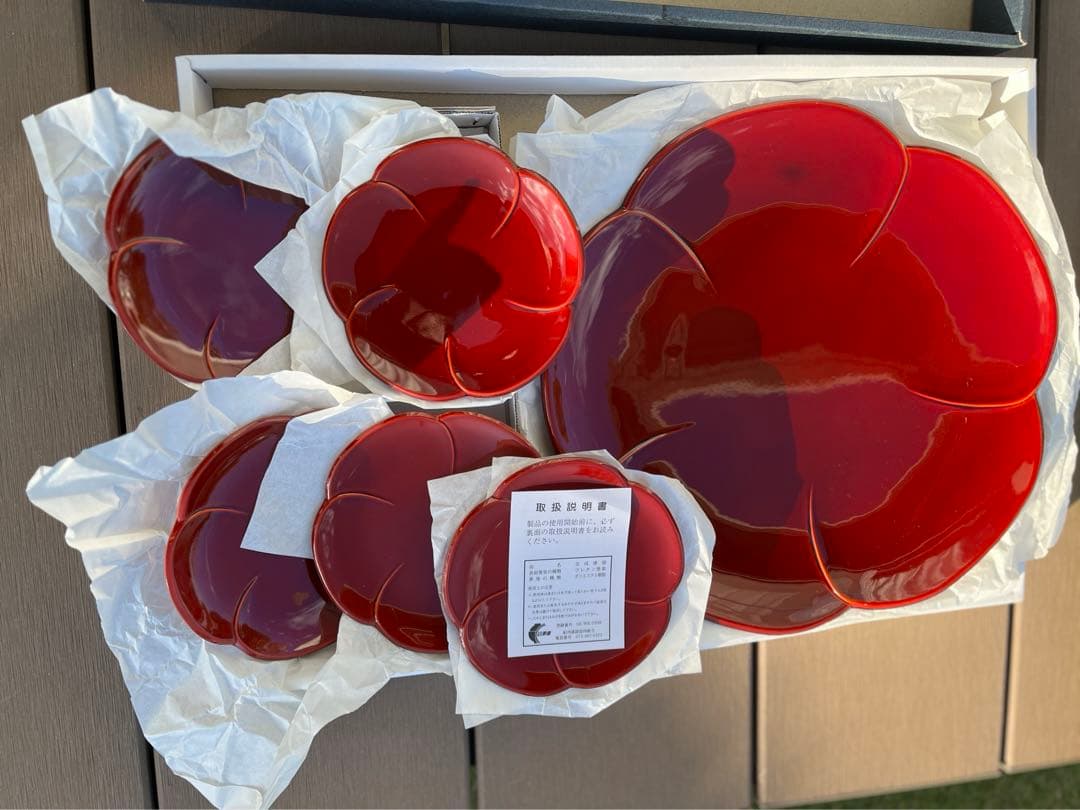 飛騨の塗り物 春慶塗 梅型 銘々皿 大皿小皿6点セット!!新生活にオススメ