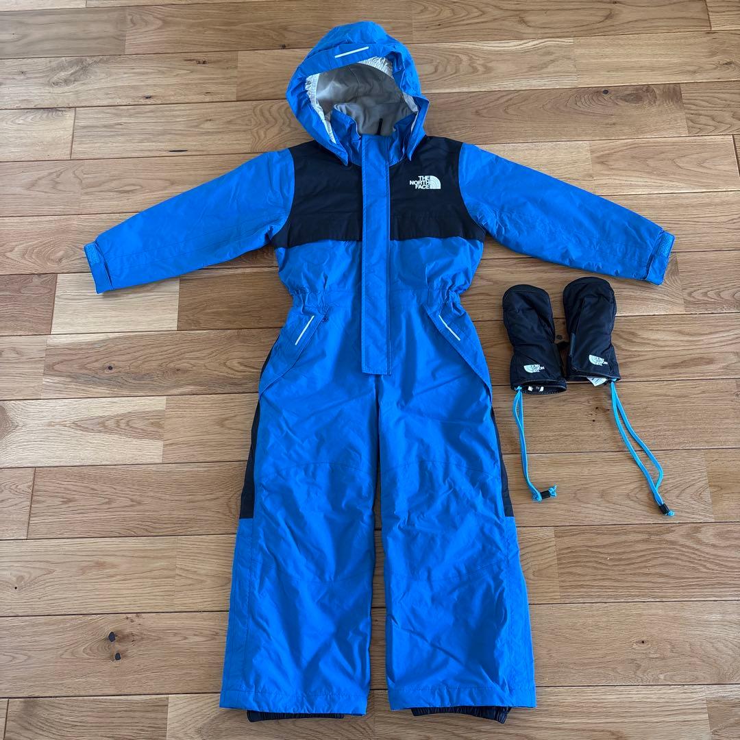 ザ ノースフェイス　キッズ　スノーウェア　つなぎ　スキーウェア　手袋