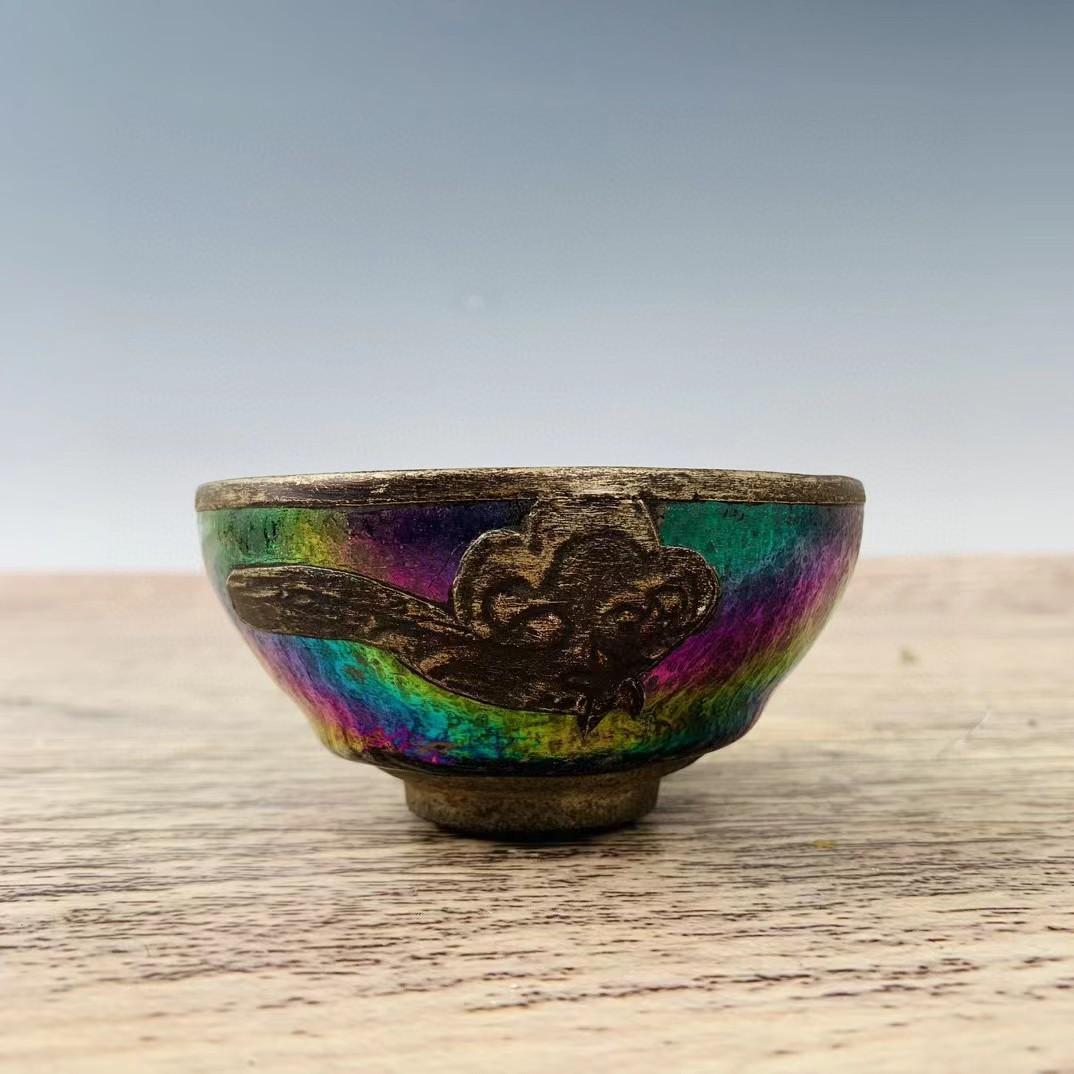 中国古美術・旧蔵の磁器・建窯七彩油滴包銀口盞・置物・書道品・茶道具・文房具・賞物