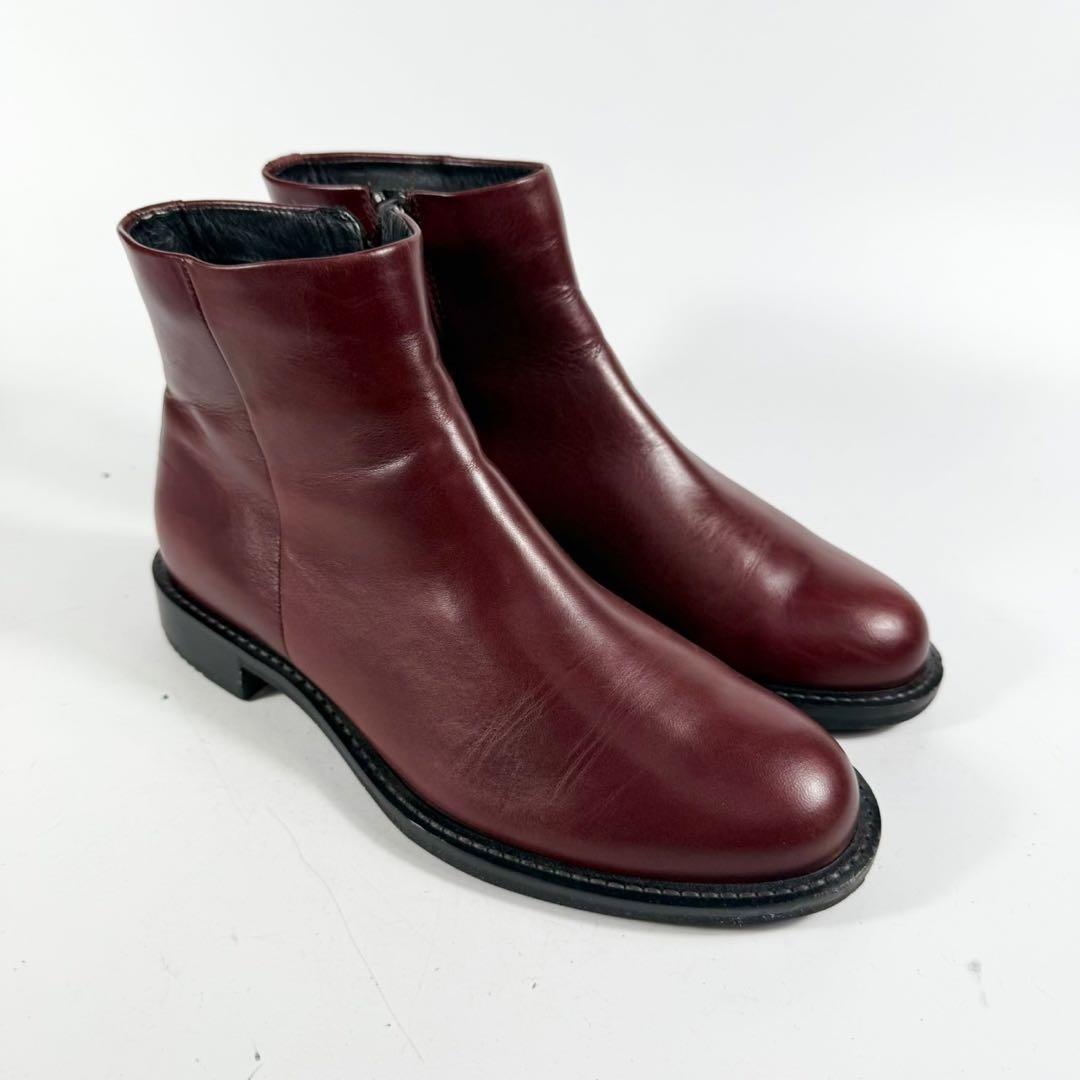 【極美品】ecco エコー　ショートブーツ（23,5）サイドジップ　本革レザー