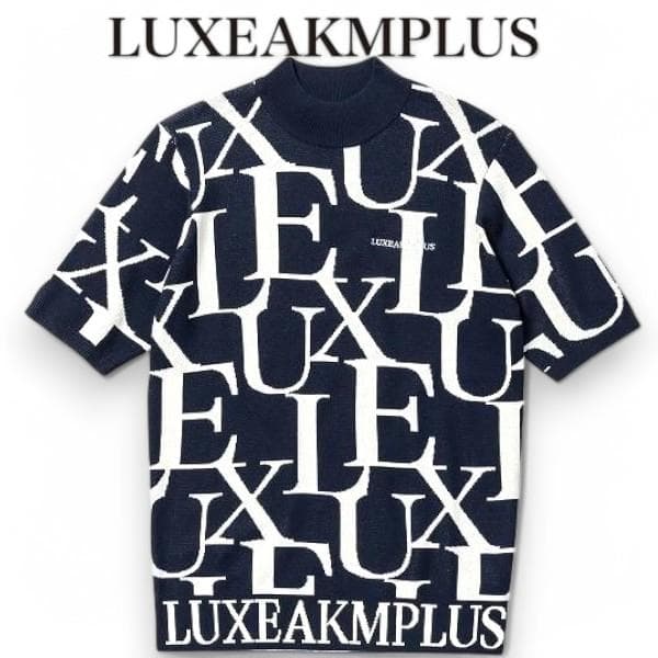 リュクスエイケイエム ゴルフ 半袖 モックネックニット ウェア 定1.3万 M