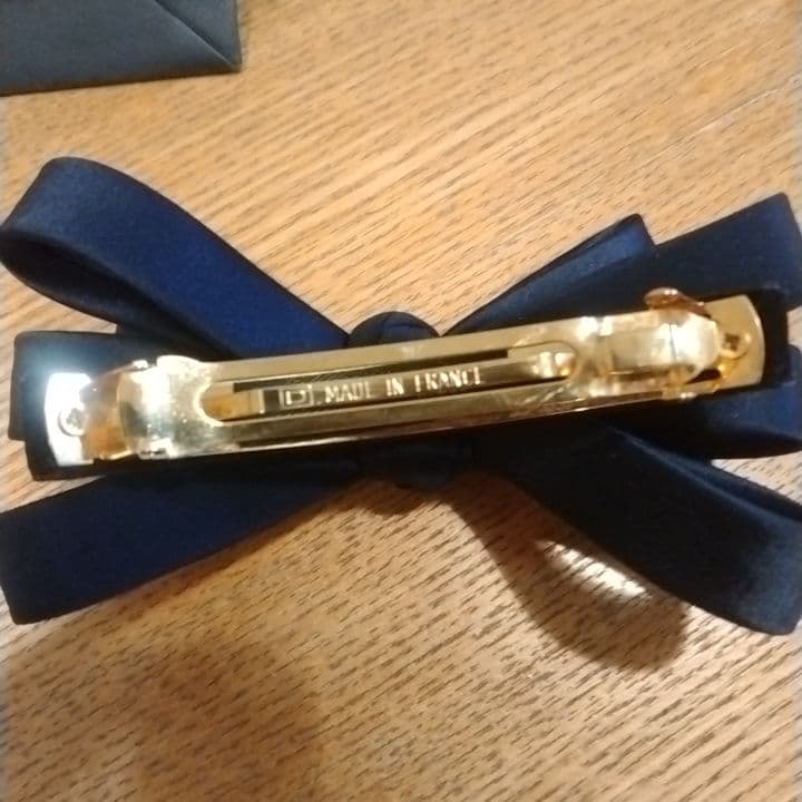 【美品】アレクサンドル ドゥ パリ　リボンバレッタ　紺　ネイビー