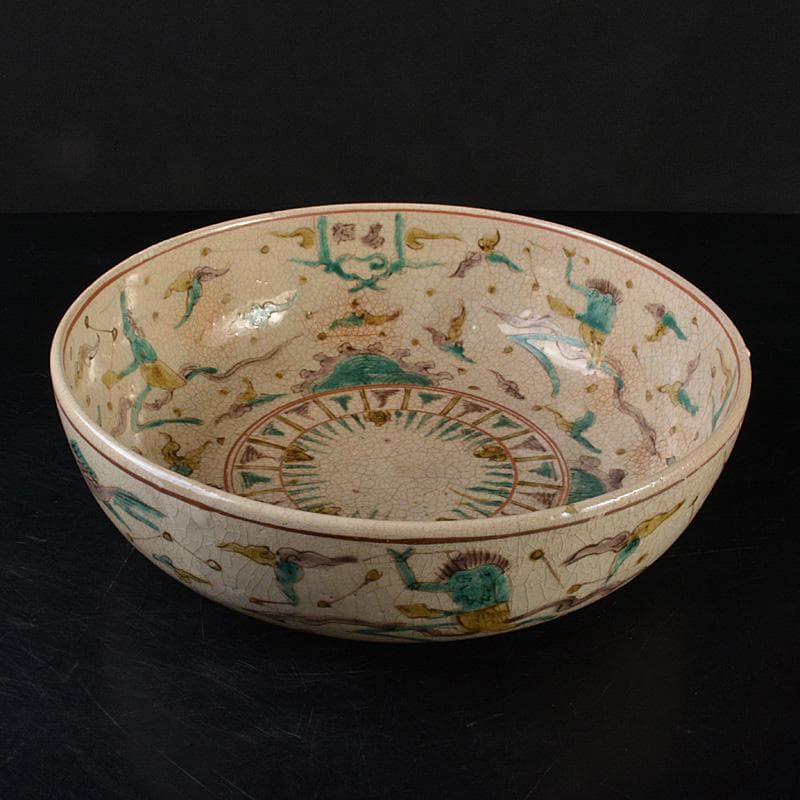 須佐焼　古須佐　色絵易経鬼図鉢　幕末ー明治期　合箱付　V　R6124