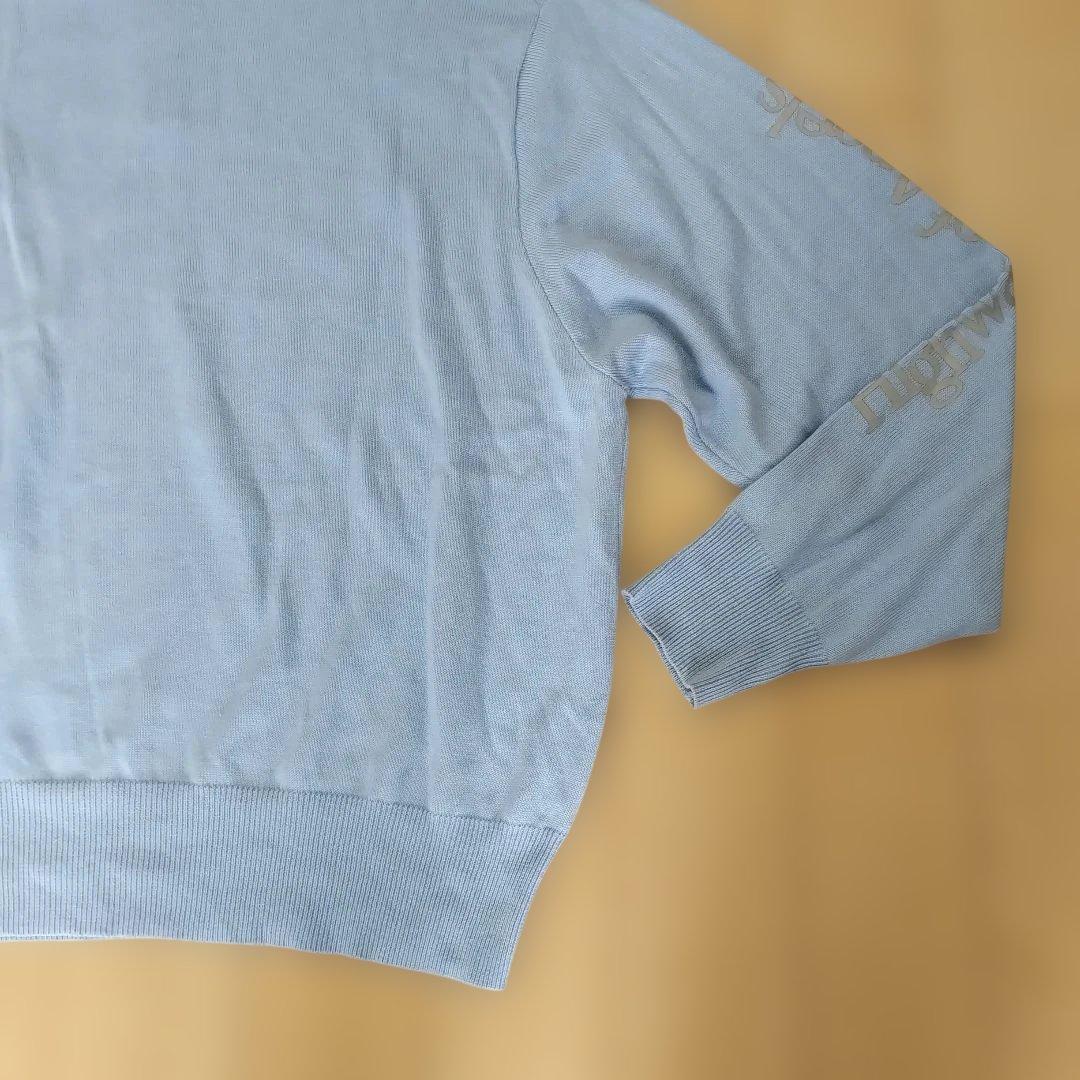 【ずっと真夜中でいいのに。】長袖ニットポロシャツ/ライトブルー