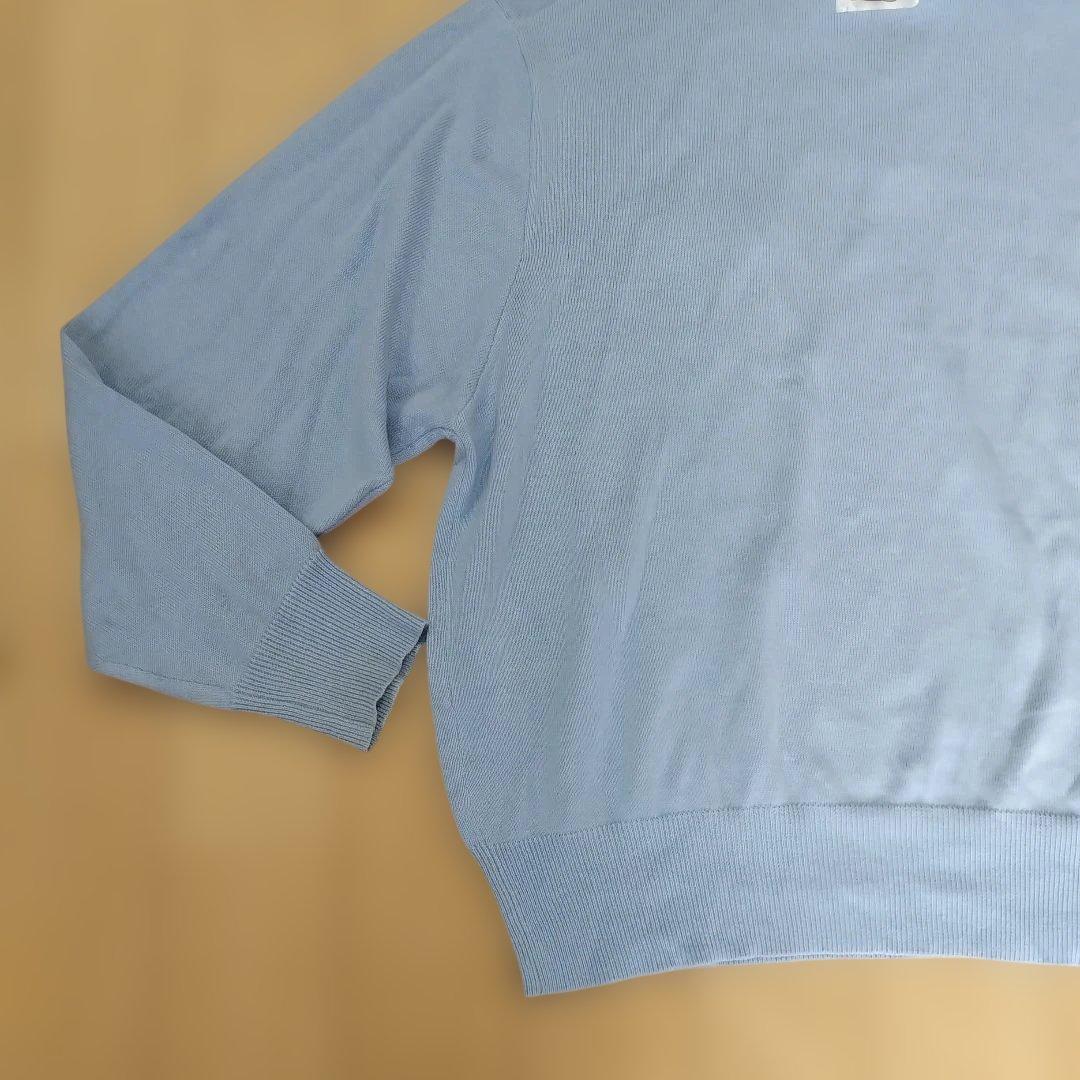 【ずっと真夜中でいいのに。】長袖ニットポロシャツ/ライトブルー