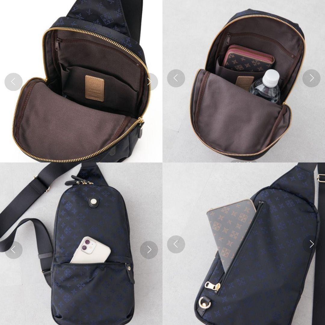 極美品・新同■russet モノグラム ボディバッグ ブラック×ブルー