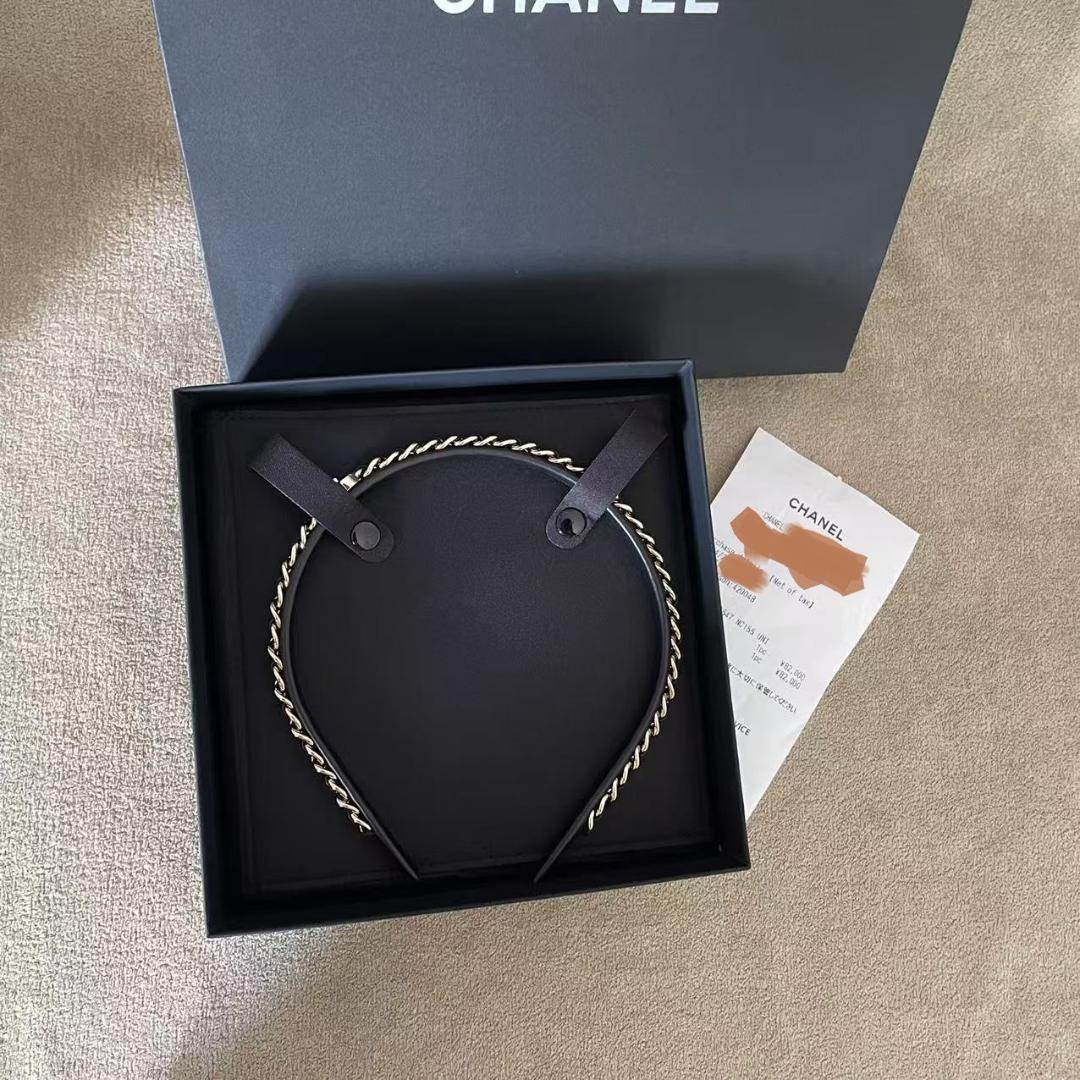 チェーンデザイン ヘアバンド ブラックゴールド