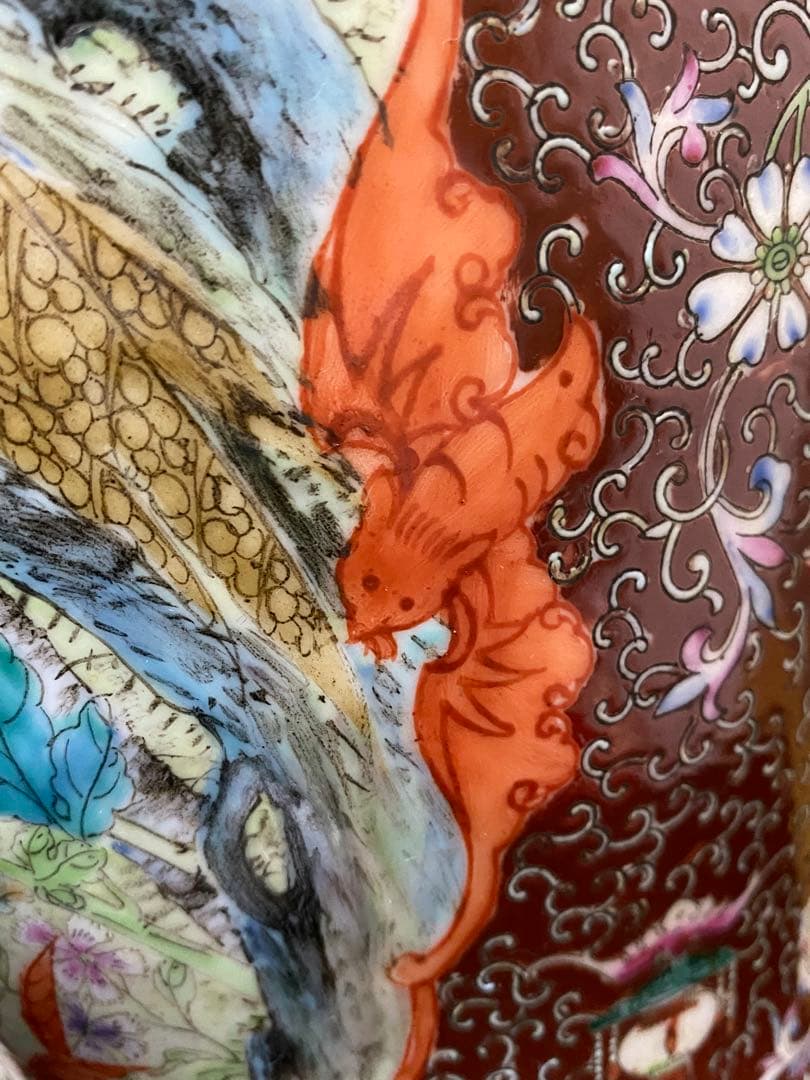 清朝　唐物　大清乾隆年製　彩色花鳥図花瓶　花器　骨董品　壺　古美術品