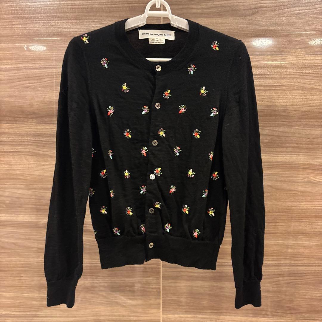 Comme des Garçons Girl ブラック花柄刺繍カーディガン