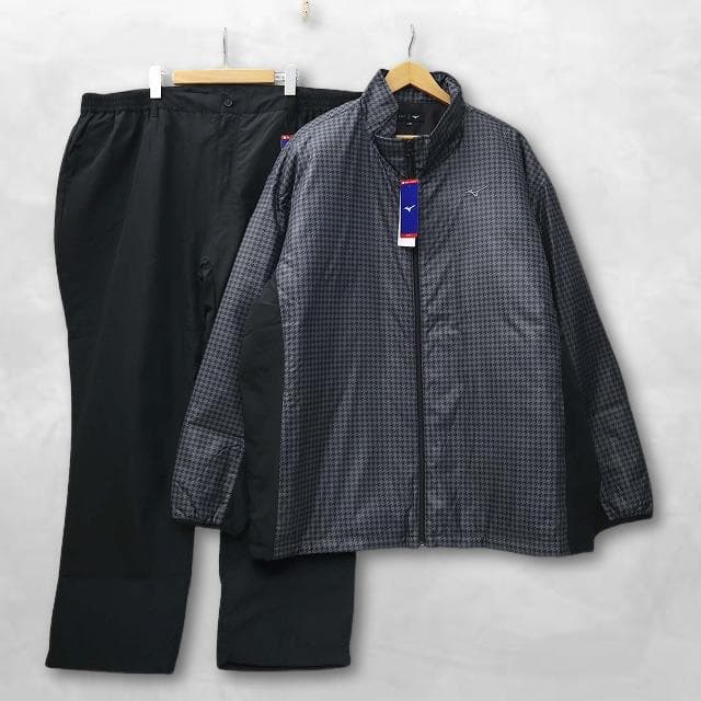 ミズノ ゴルフ 大きいサイズ ブレスサーモ 千鳥柄 中わた ジャケット パンツ