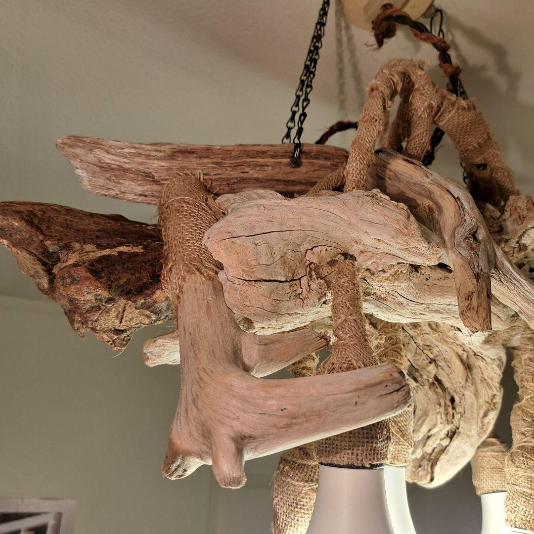 流木インテリア　6灯ペンダントライト LED付　6〜18帖　リビングダイニング用