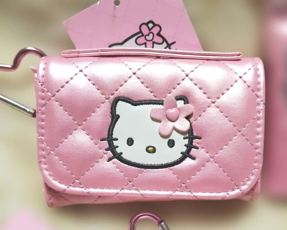 専用　キティミニチュアキルト　リュックポーチ　バニティ形ケースウォレット　ミラー