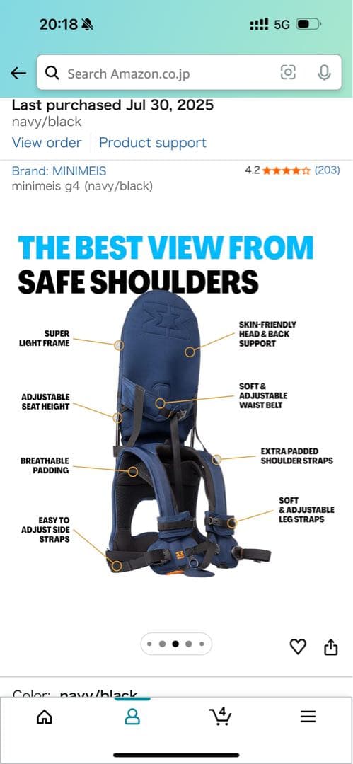 MINIMEIS G4 ショルダーキャリア ネイビー ほぼ未使用