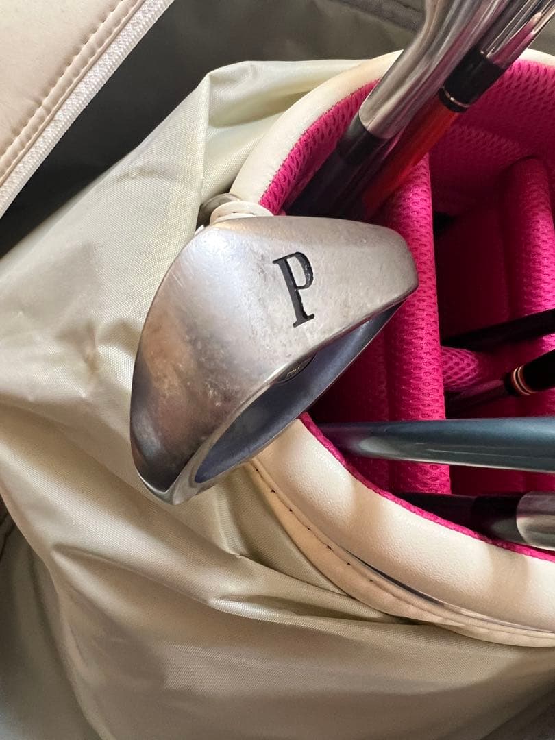 adidas ゴルフキャディバッグ ホワイト ピンク　クラブ　値下げ可