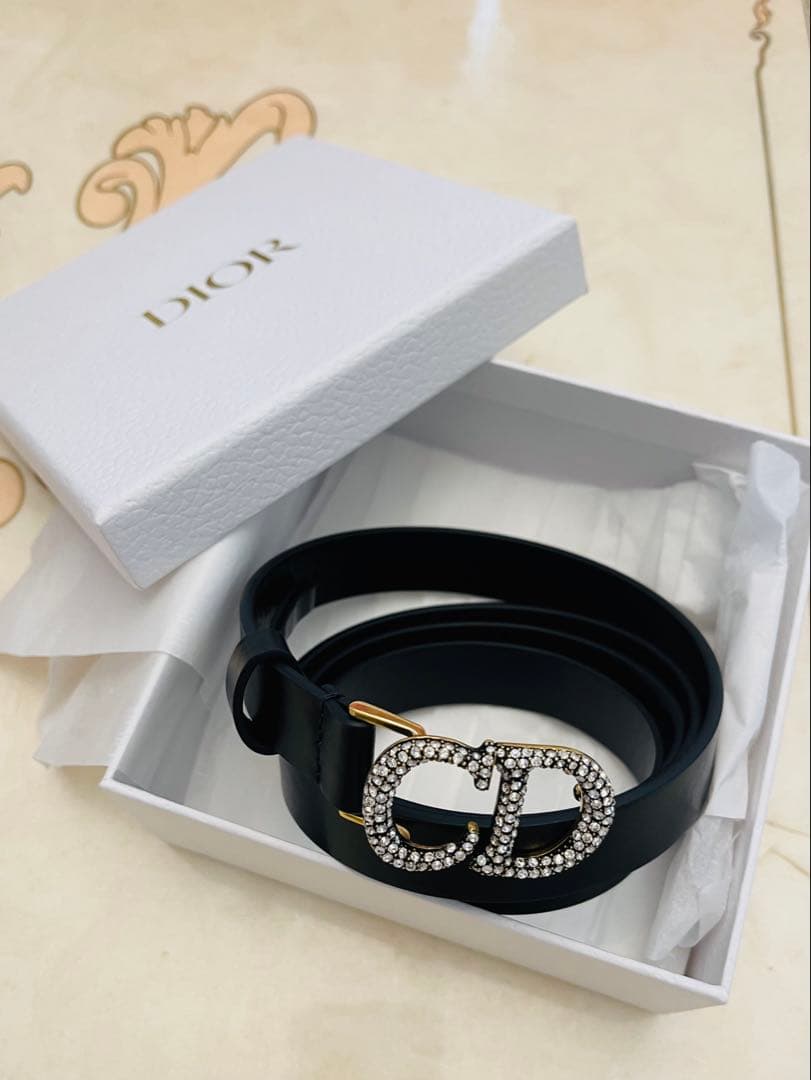 クリスチャンディオール ラインストーン CDロゴゴールド金具 DIOR ブラック