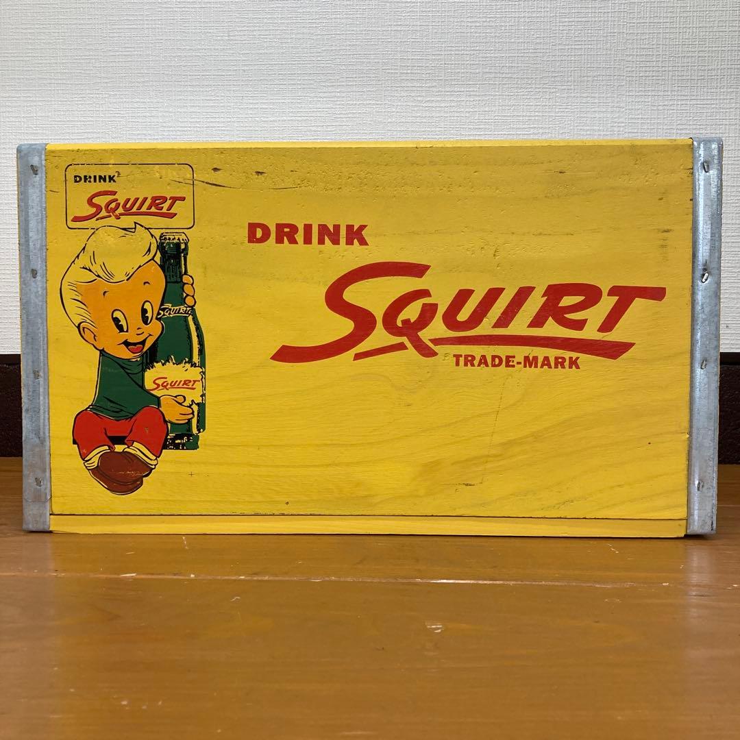 N391① ビンテージ ウッドクレート SQUIRT スクワート・ボーイ レトロ
