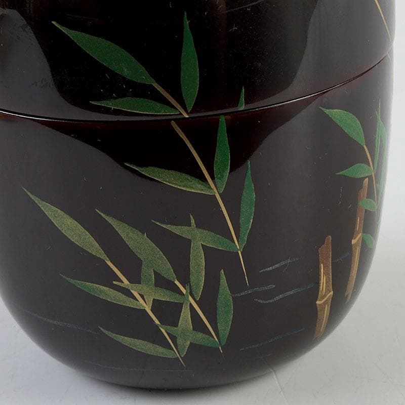 茶道具　蒔絵師　西村弘峰作　曳舟蒔絵　中棗　共箱　V　9343