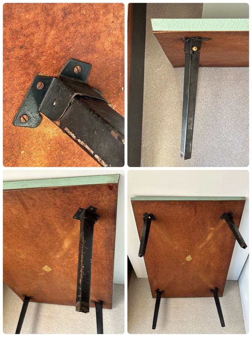 ヴィンテージ　昭和レトロ 鉄脚 折り畳み 座卓 机　テーブル ミッドセンチュリー