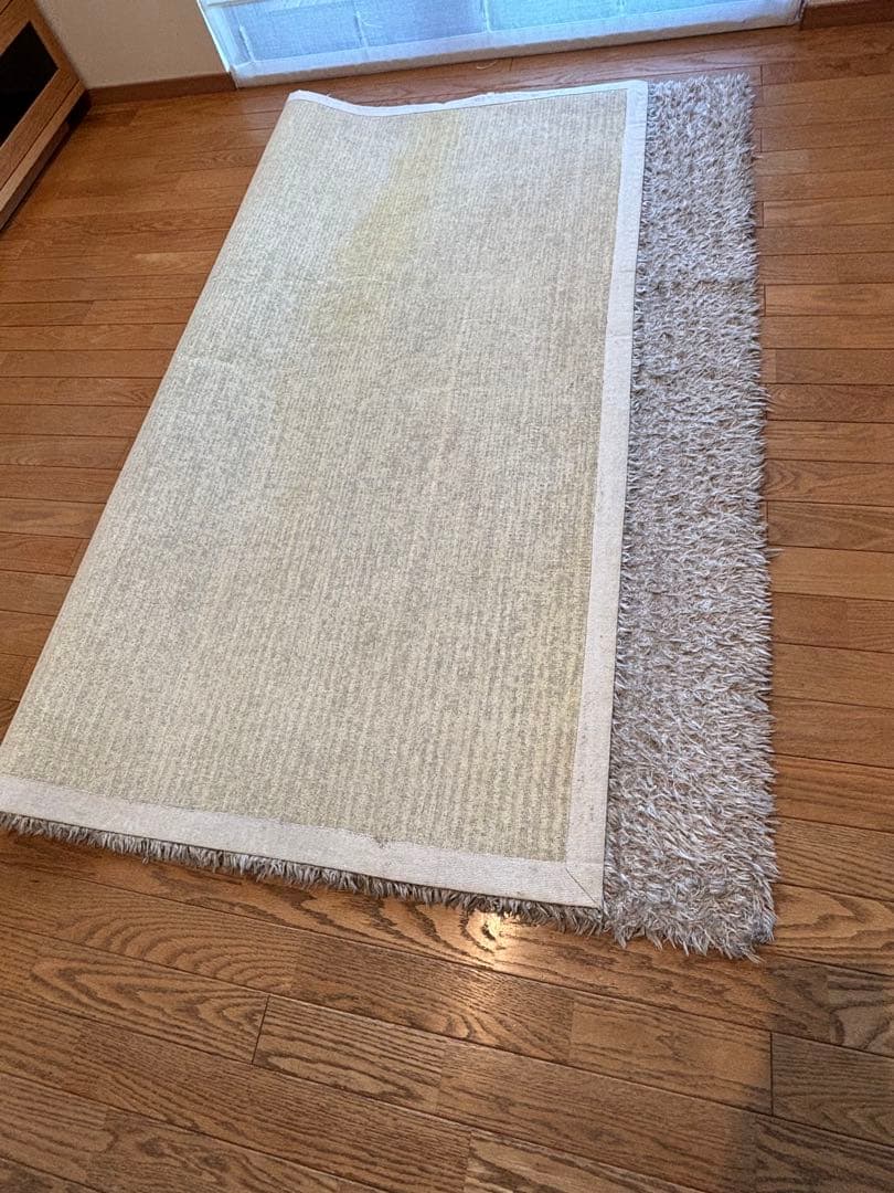 モデルルーム展示品 シャギーラグ 180×210cm 北欧 グレーベージュ