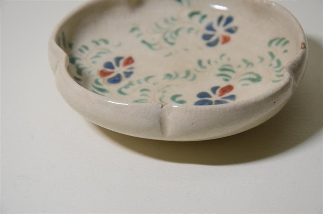 明治時代　京焼　色絵花唐草小皿　骨董品　アンティーク　食器