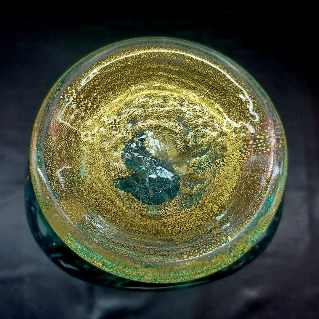 MURANO ムラノ 金彩 エメラルドグリーン ライオン モチーフ 装飾 花器
