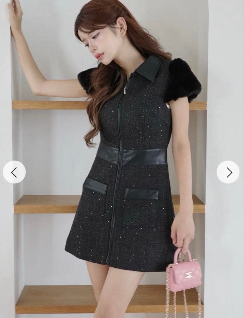 新品未使用　Randy 2wayカービーツイードワンピース ブラック　Sサイズ