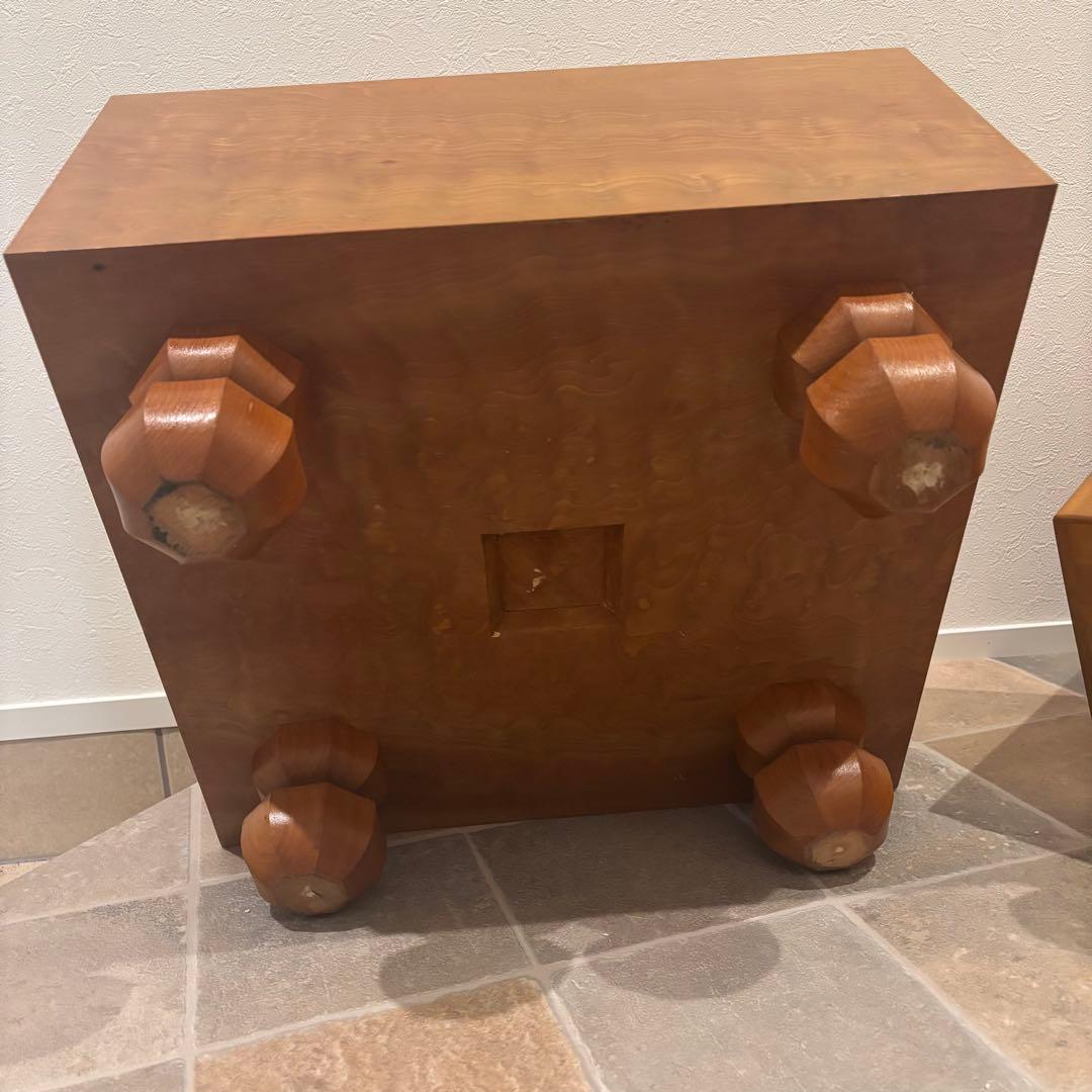 稀少！木製天然木 本榧 柾目 一枚物 脚付 碁盤 桐盤覆付厚21cm検囲碁本榧