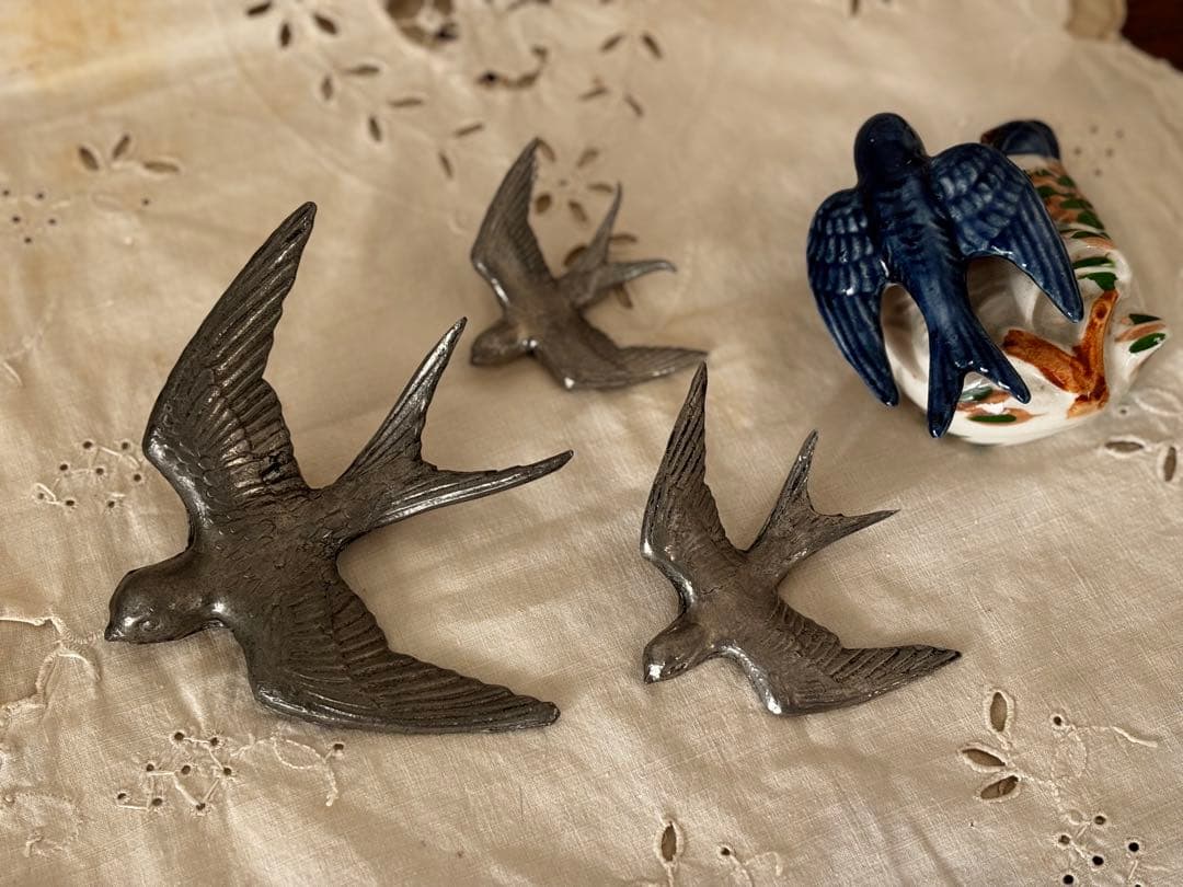 ピューター　ツバメ　3個セット　ブロカント　壁掛け　オーナメント