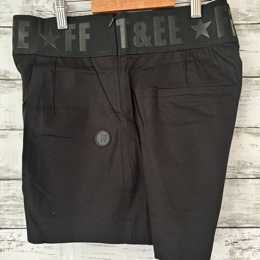 レディースゴルフウェアセットアップ　ショートパンツ　Lサイズ ホワイト／ブラック