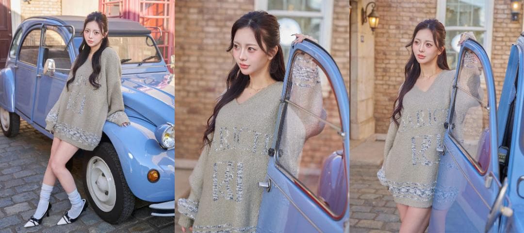 ダーリッチ darich ミックスカラーRDニットチュニック ホワイト