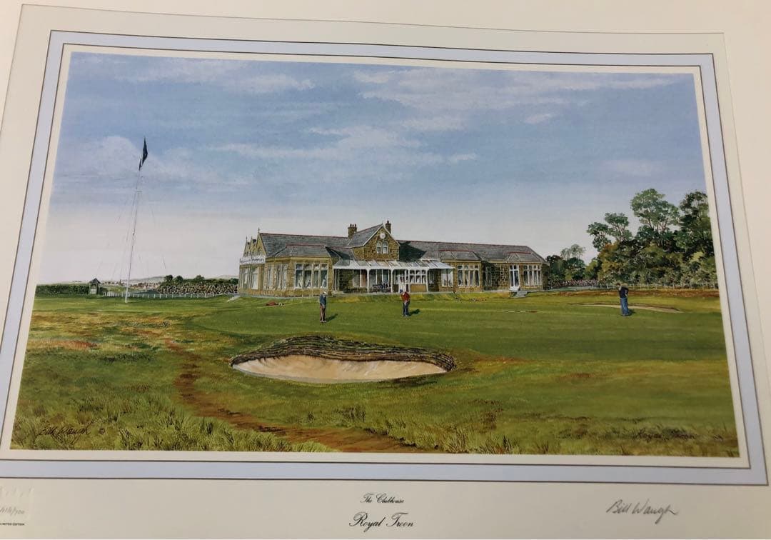 全英オープン他有名ゴルフコース リトグラフ全7枚セット Bill Waugh制作
