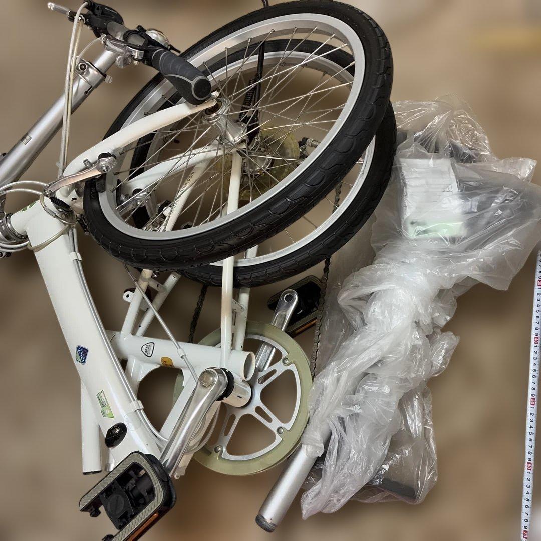 DAHONホワイト折りたたみ自転車20inch ブリヂストン空気入れ付き［美品］