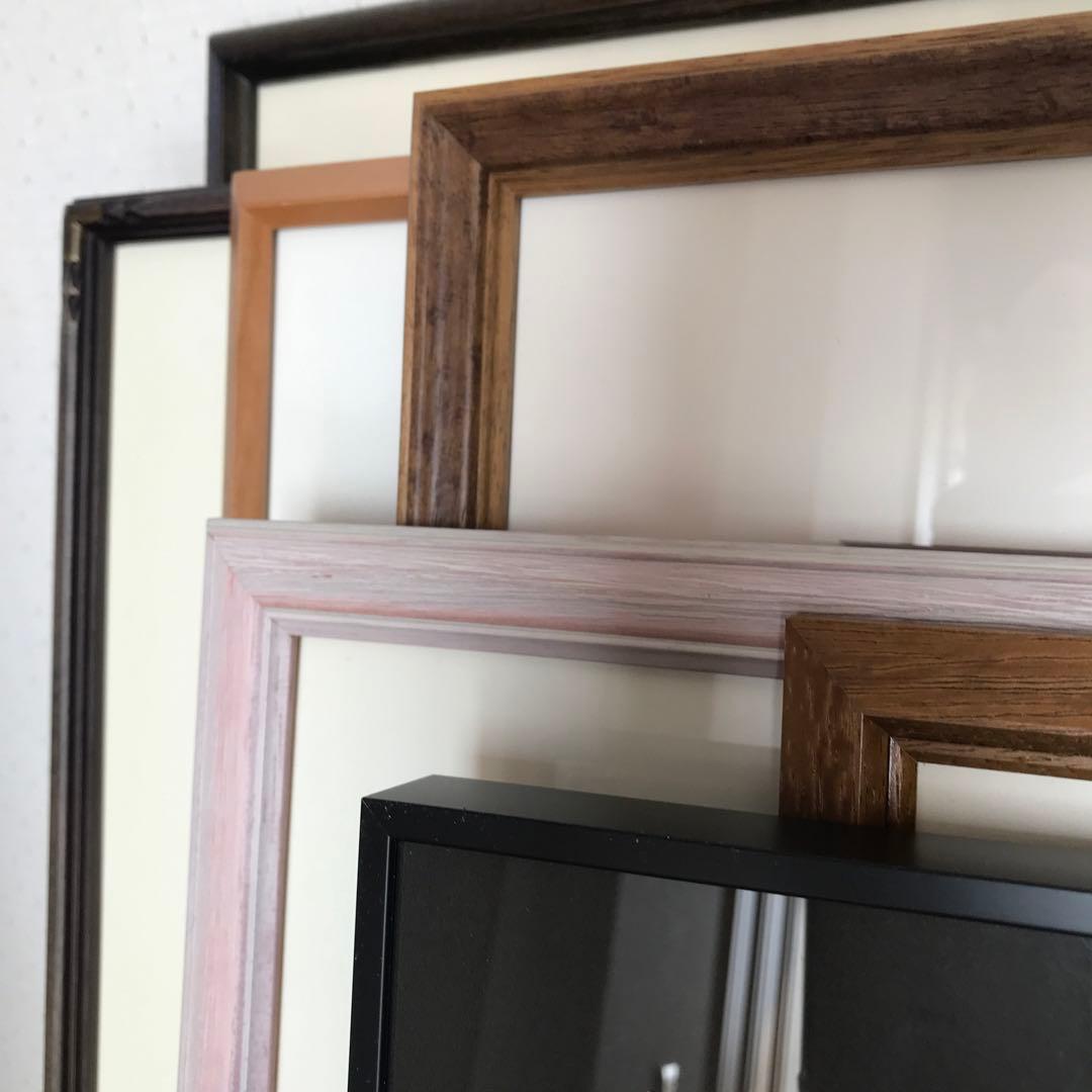 木製額縁セット（ブラック・ブラウン・ピンク）７点