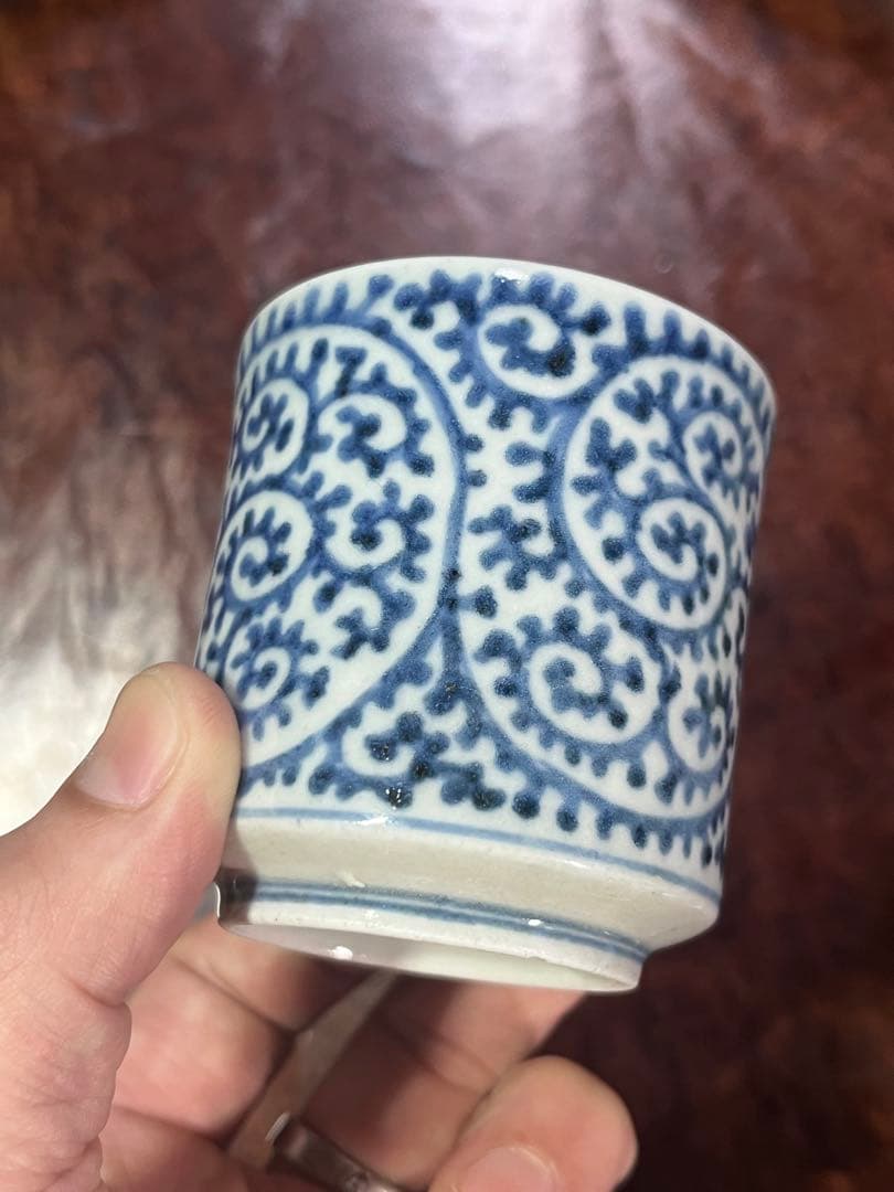 古伊万里　覗き猪口　のぞき猪口　蛸唐草　大振　無傷完品　唐草　民藝　民芸　唐草