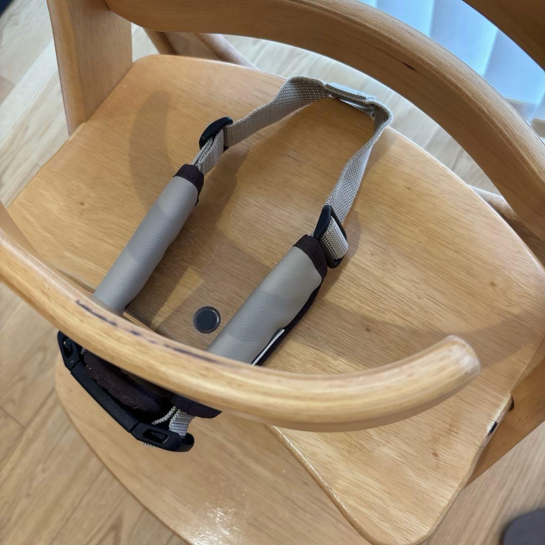 大和屋 すくすくチェアスリムフィット　ガード付 ナチュラル ハイチェア　ベルト付