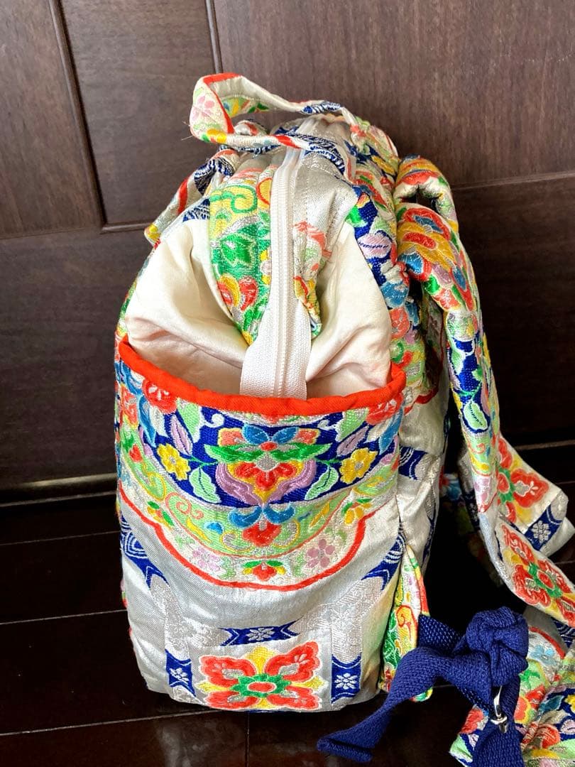 フォロー500円引　オーダーリュック　豪華日本帯リメイク　銀織　二重縫い