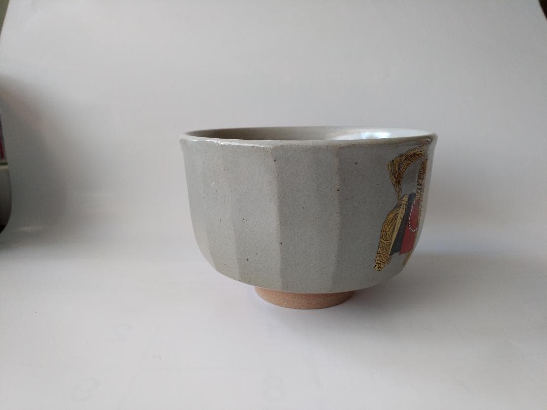 尾高焼 楽山窯 三代 清水日呂志 作 色絵 茶碗 共箱 栞 抹茶碗 茶道具 新品