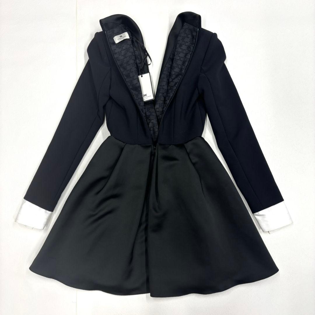 エリザベッタフランキ ミニ ドレス ブラック ミニフレア AB71047E2