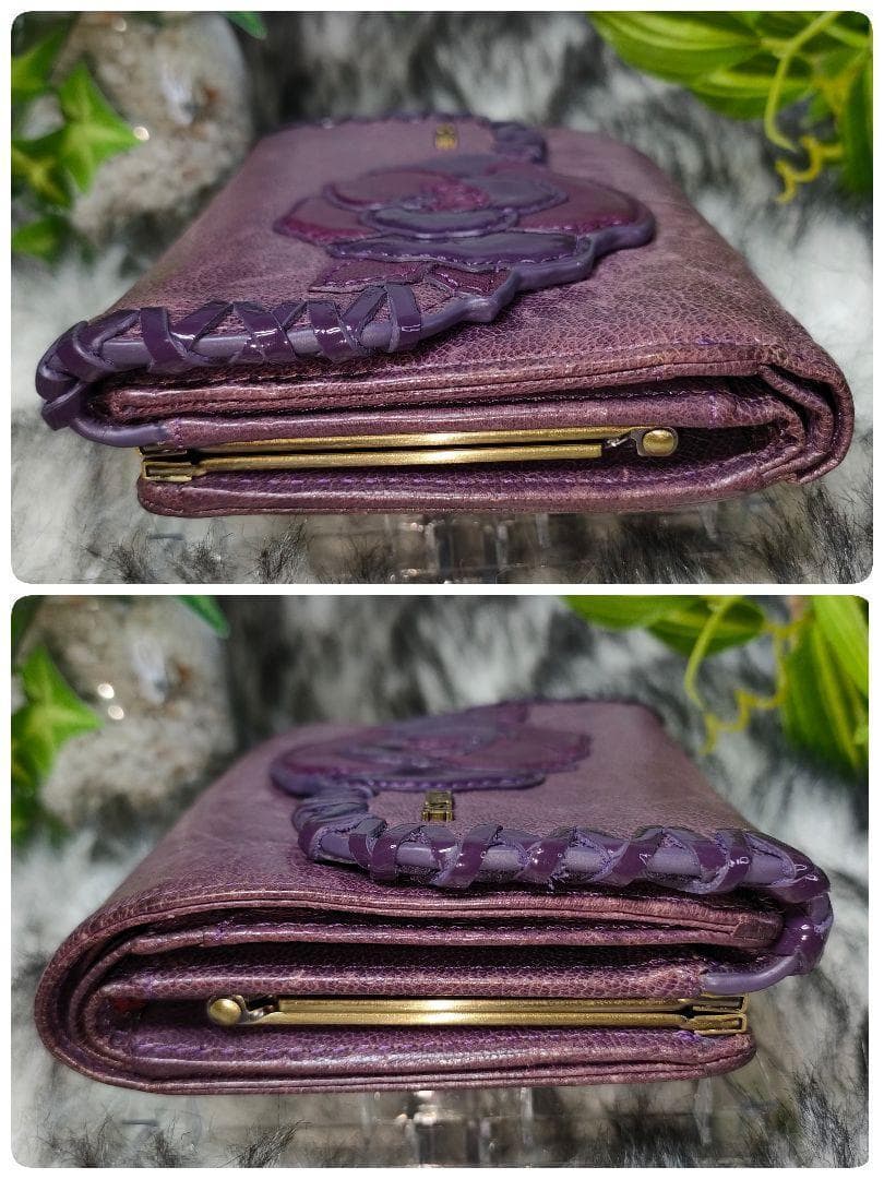 アナスイ 三つ折り財布 がま口 バタフイ ANNA SUI 財布 パープル