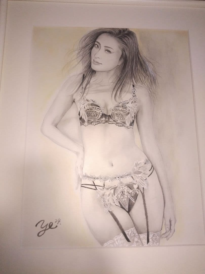 裸婦、美人画、絵画６号、しなりW山本英二、真作、肉筆、額縁、高塚省吾、森本草介。